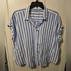 Sonoma Blue and White Striped Button-Up Shirt Size 2X